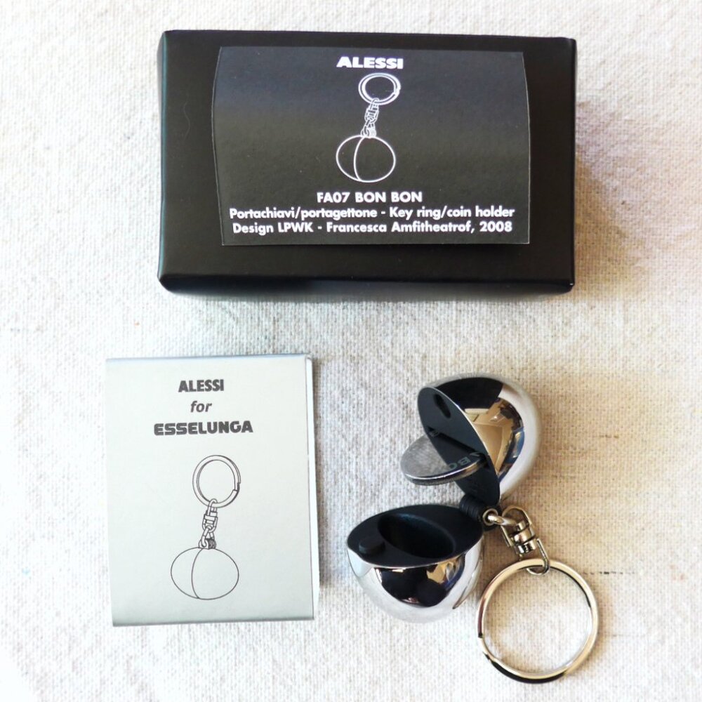 NWT Alessi for Esselunga Bon Bon Stainless Steel Key Ring/Coin Holder